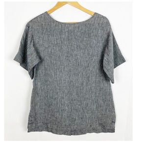 Luxe Linen Hinson Wu Linen Button Back Top Gray
